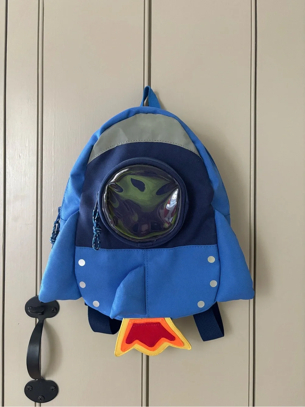 Cat & Jack Blue Rocket Ship Kids Backpack with Clear Porthole